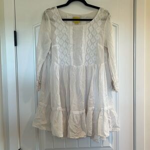 Anthropologie Maeve White Eyelet Flowy Boho Mini Dress